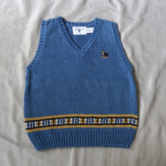 Kitestrings Boys Blue Vest w/Embroidered Dog Size 5/6 - Picture 1 of 7
